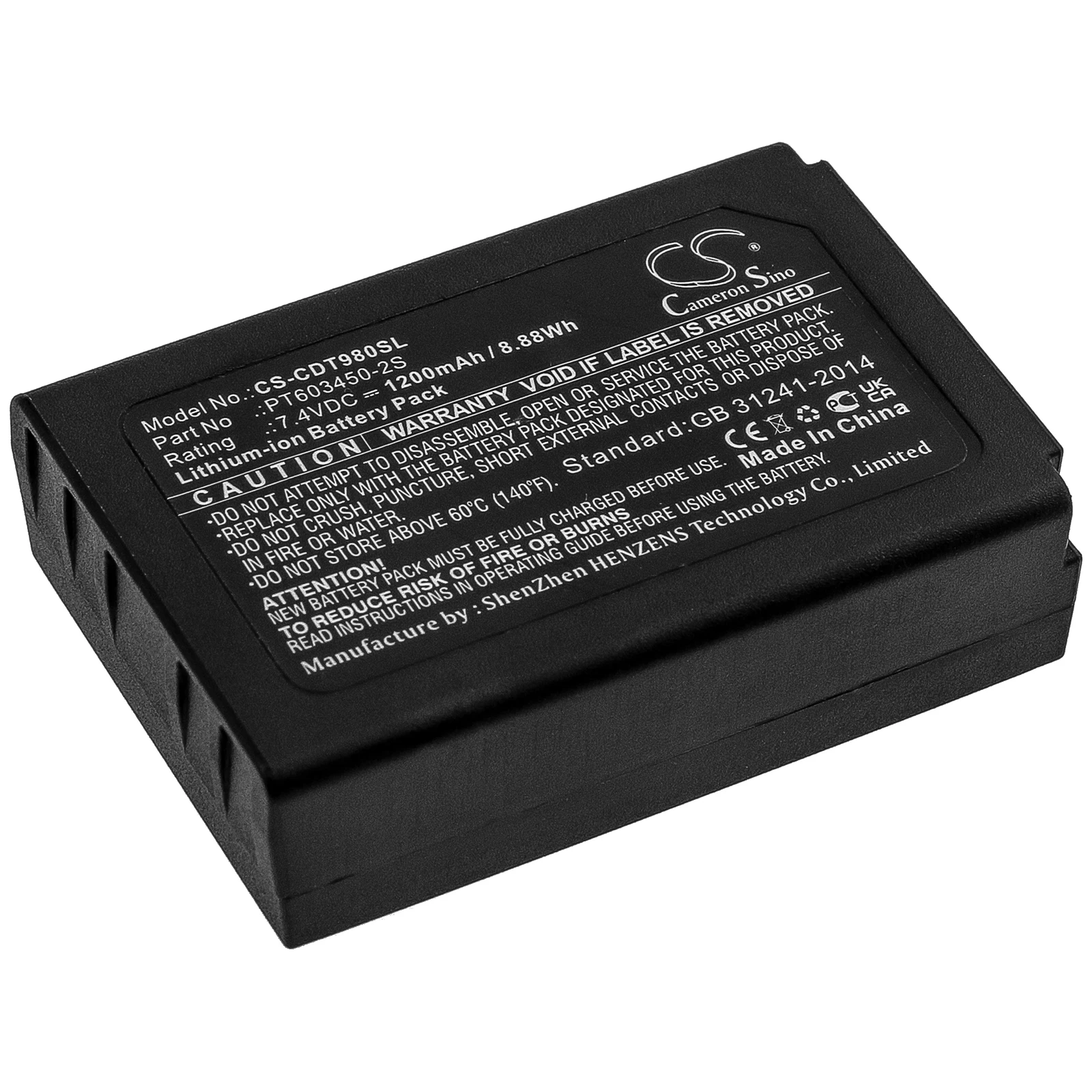 Replacement Battery for CEM:PT603450-2S,DT-9880,DT-9881,DT-9883M,DT-9880M,DT-9881M,DT-9850M,Equipment, Survey, Test-1200mAh