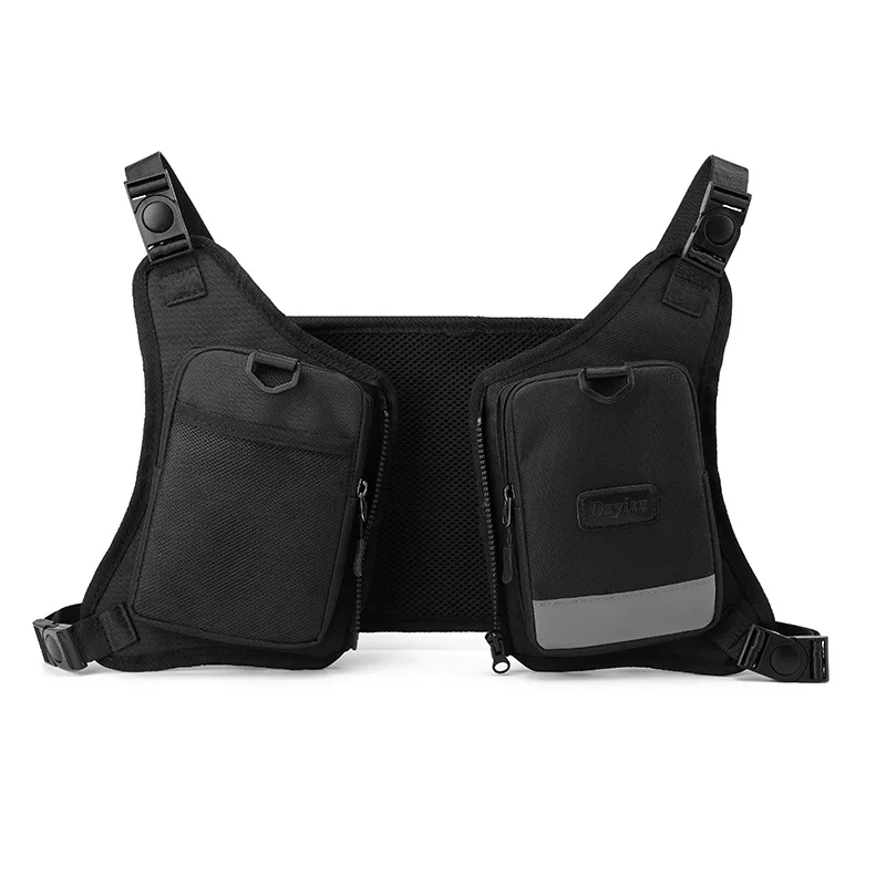 Chaleco con bolsa de pecho funcional para hombre, chaleco reflectante de protección para deportes al aire libre, Hip hop, Fitness, ciclismo y Pesca