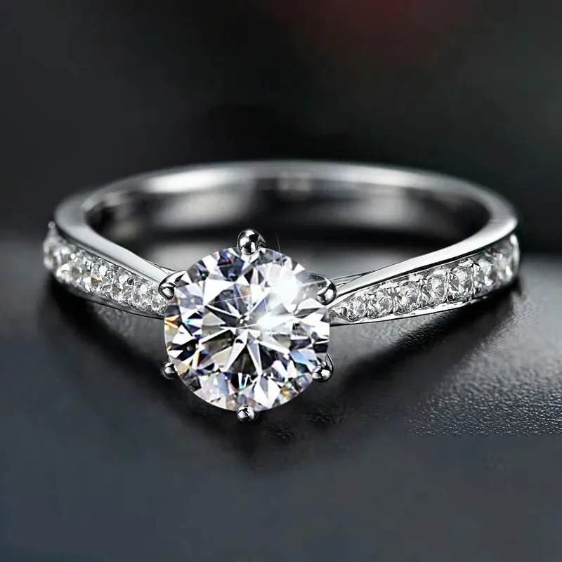 Luxury shining crystal 925 Sterling Silver diamond ring Beautiful lady heart Ring pretty fashion Wedding Party women jewelry