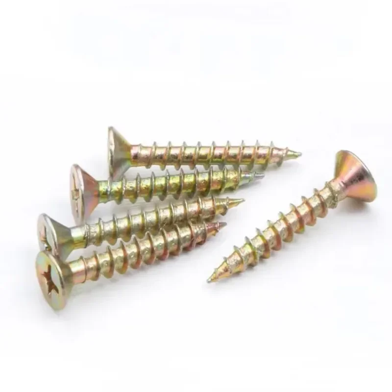 

jsCtshIT 30pcs M3.5 high strength fiber self tapping screws bolt yellow color zinc drywall cross countersunk head bolts 12mm-30m