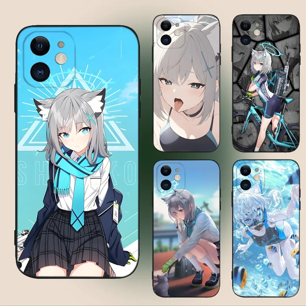 

Blue Archive Shiroko Phone Case For iPhone 15,14,13,12,11,Plus,Pro Max,XS,X,XR,SE,Mini,8,7 Soft Silicone Black Cover