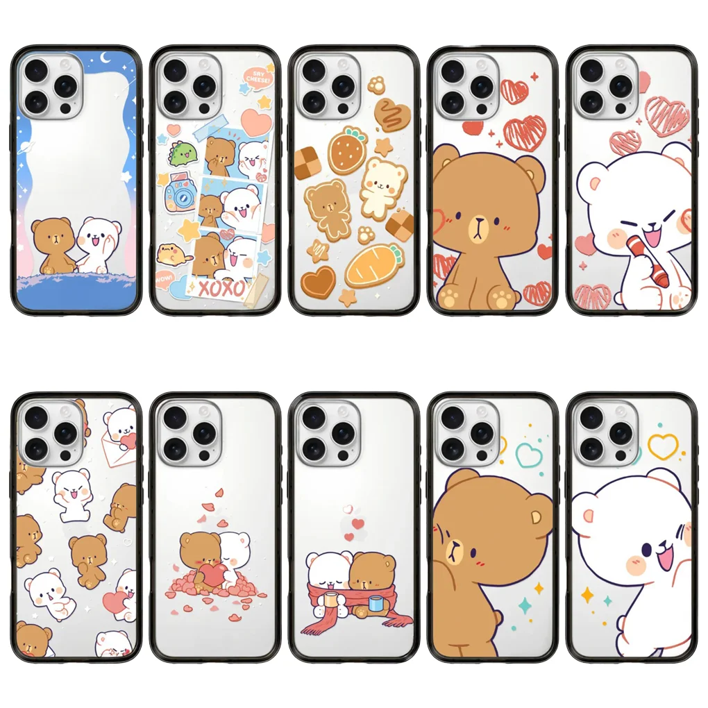 

Bear Lovers New Type Imprinted Letters on The Border Protective Acrylic MagSafe Case for IPhone 15 Pro 16 Pro Max Cover Shell