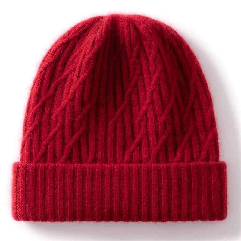 الخريف الشتاء 100% الكشمير قبعة طبقة مزدوجة سميكة عكسها الباردة واقية للجنسين محبوك قبعة صوف تنوعا حماية الأذن #5
