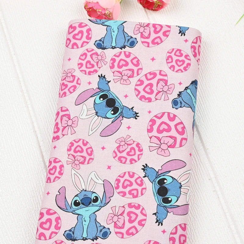 Width 1.1 Meter Cartoon Disney Stitch Cotton Fabric For Sewing Patchwork DIY Quilting Fabrics Sew Child Clothes Dress Material