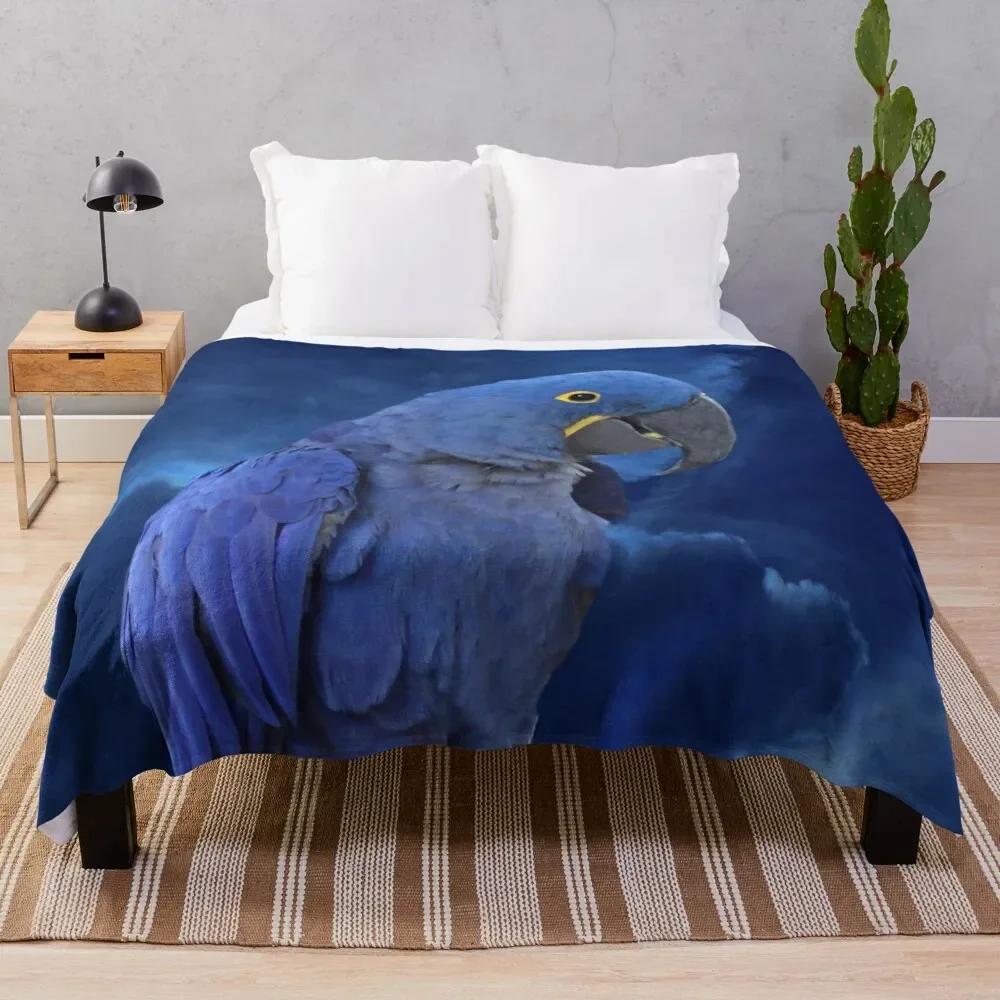 

Hyacinth Macaw Throw Blanket Picnic Personalized Gift Nap Large Blankets