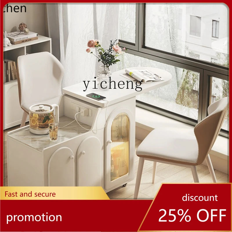 

ZMLcream wind tea table car living room sofa tea side cabinet household removable small tea table home accessories