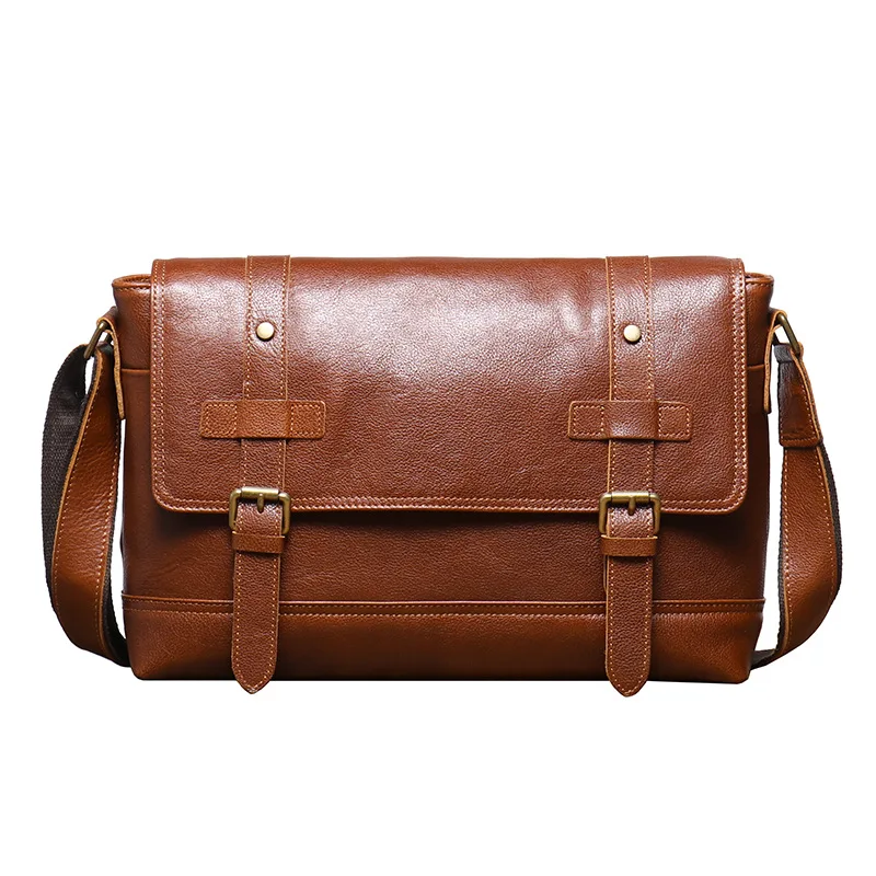 

Nesitu High Quality A4 Vintage Brown Black Coffee Full Grain Genuine Leather Women Men Shoulder Messenger Bag Cross Body M1005