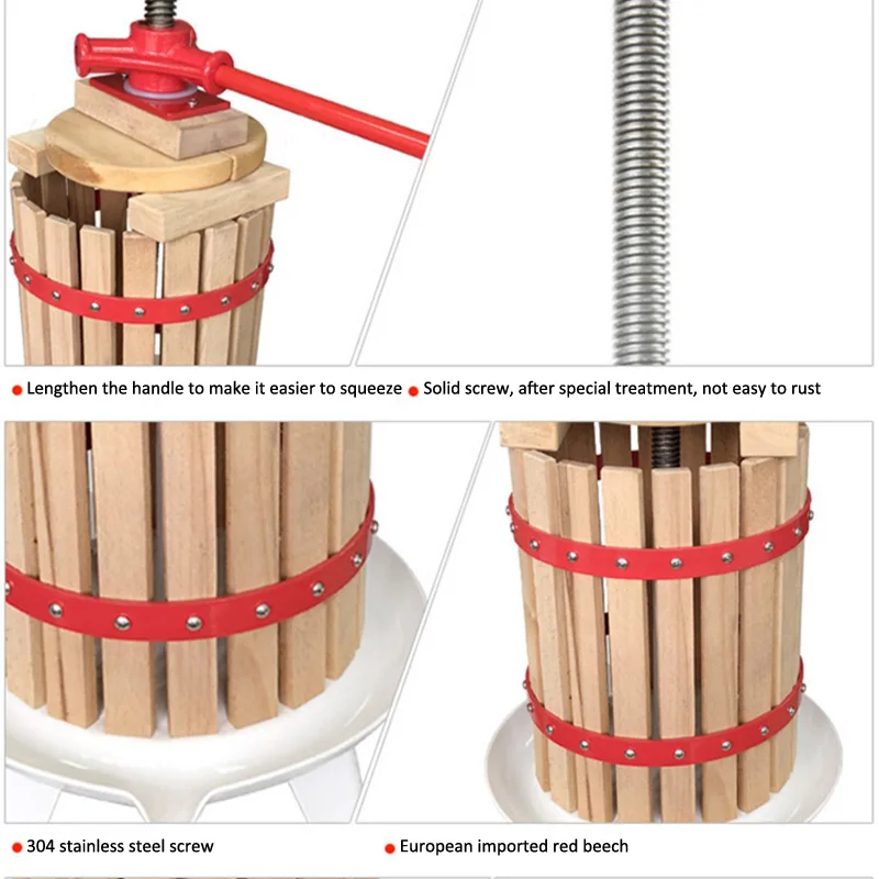 6L maszyna do produkcji soku z prasa ręczna do produkcji wina z winogron, do separacji resztek soku, wyciskarka do jabłek do miodu/owoców/warzyw