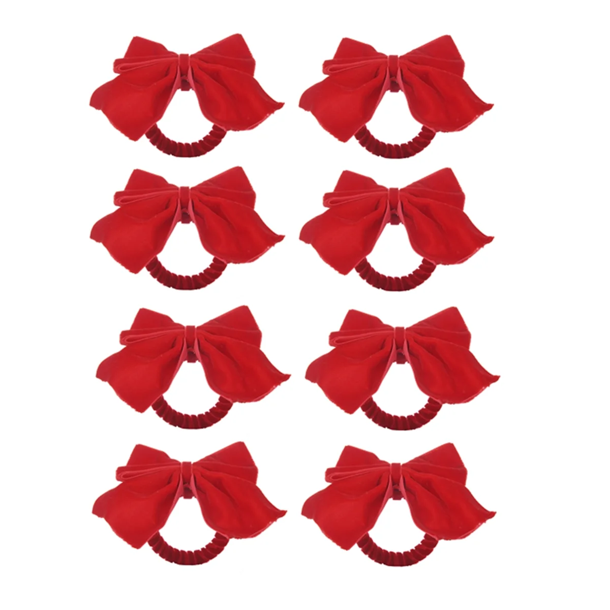 8 Red Bow Napkin Holder Rings, Velvet Bow Xmas Napkin Holder Buckle Table Decoration for Christmas Holiday Party Dinner