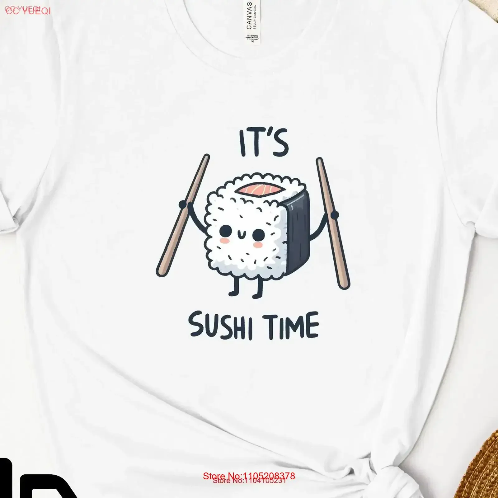 It's sushi time shirt Cute Street Fashion T Japanese Cuisine Lover Foodie vintage Washed Top For Everyday Wear Versatile homme