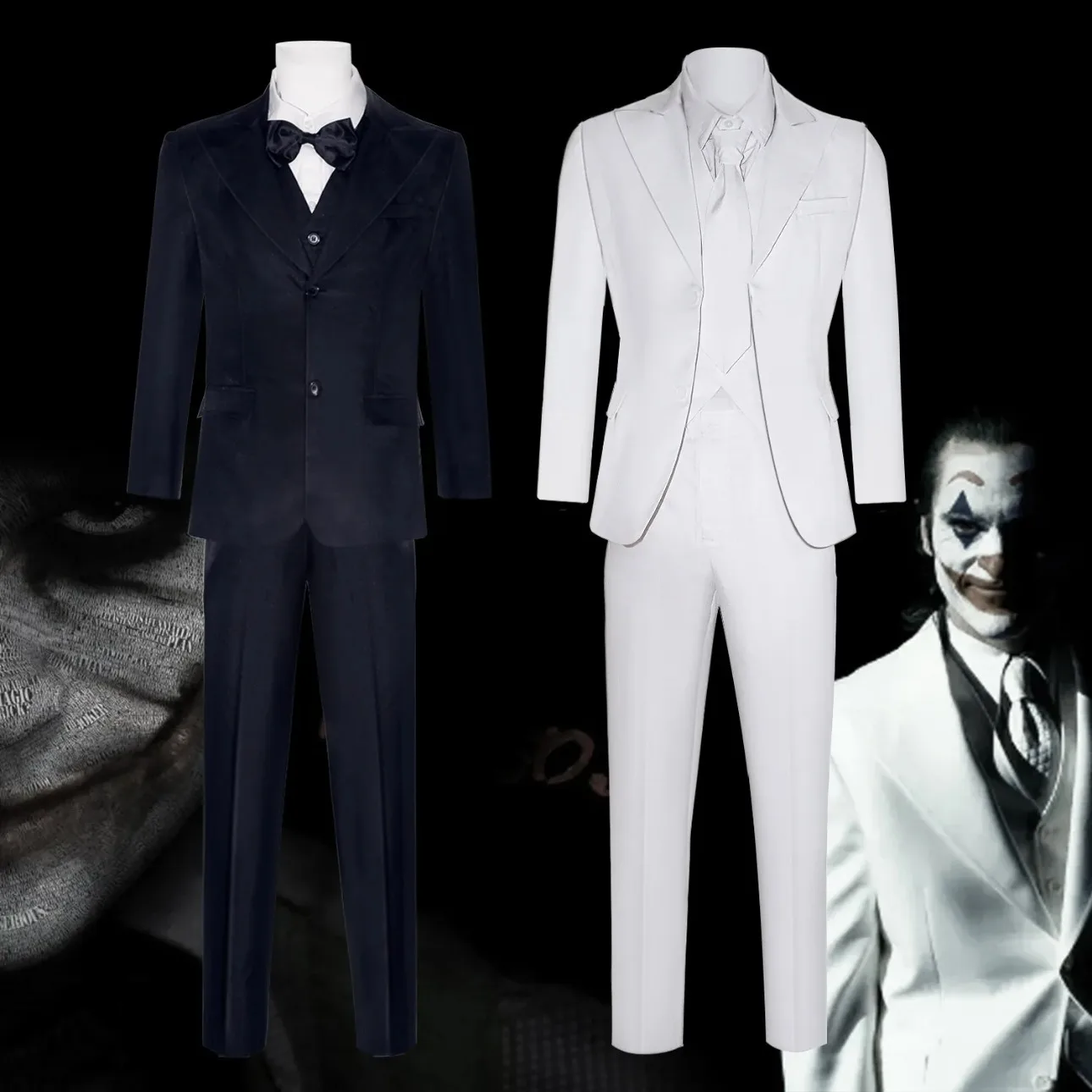 

Joker 2cos Costume, Movie Double Crazy Joker Joaquin Finis Black Dress Suit Cosplay