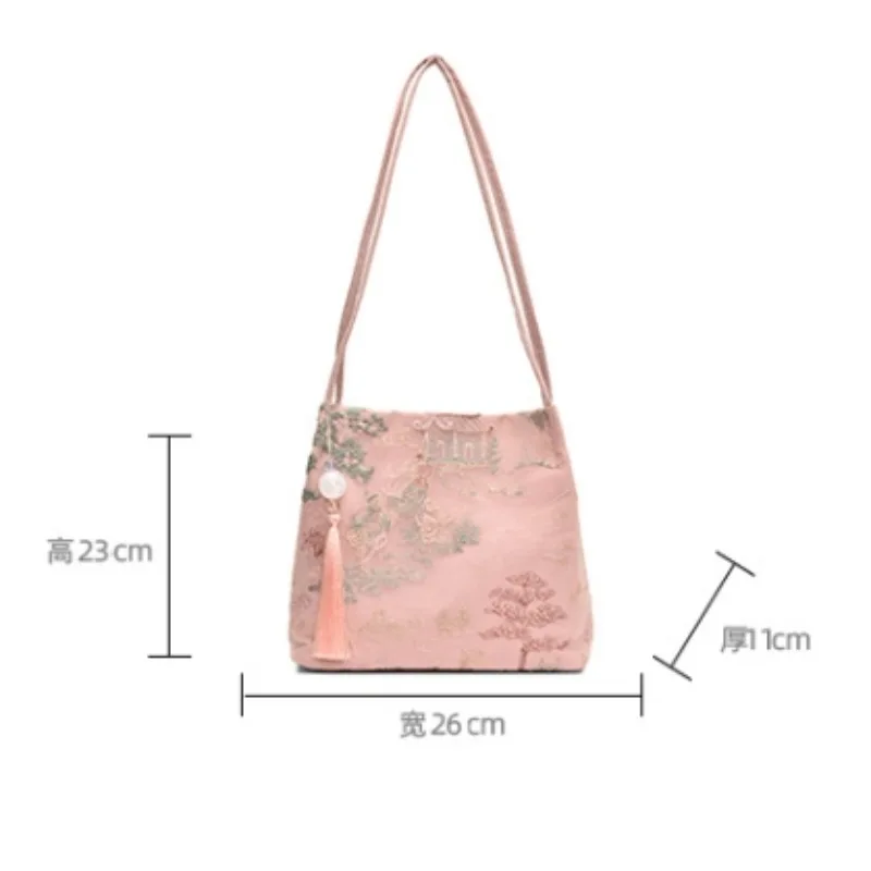 New Chinese-style Crossbody Bag, Women's 2025 New Casual and Fashionable Single-shoulder Bag, Cloth Bag, Popular Bucket Bag image 6