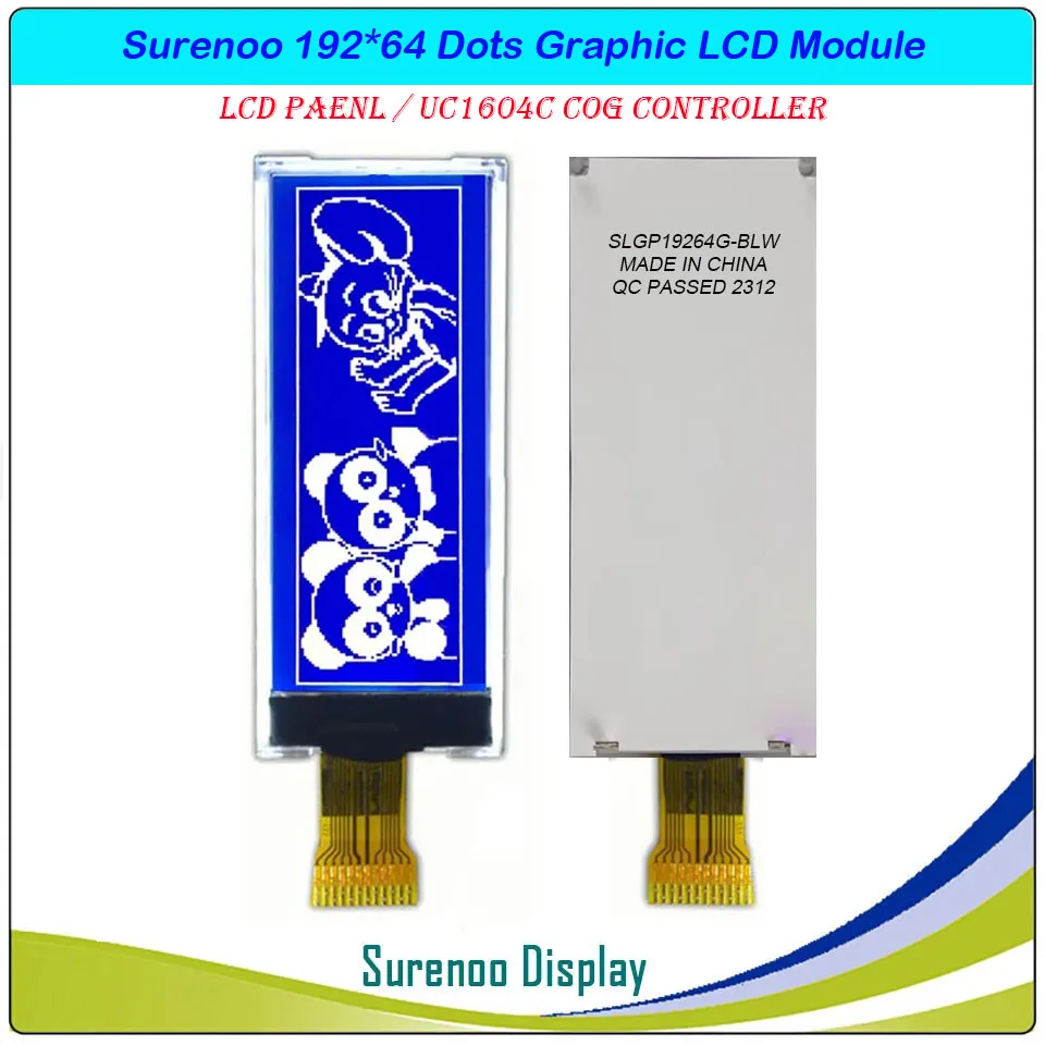 Imagem -05 - Tela de Exibição do Módulo de Matriz Gráfica Controlador Uc1604c Embutido Serial Spi Cog 19264 192x64 19 Display 3.3v