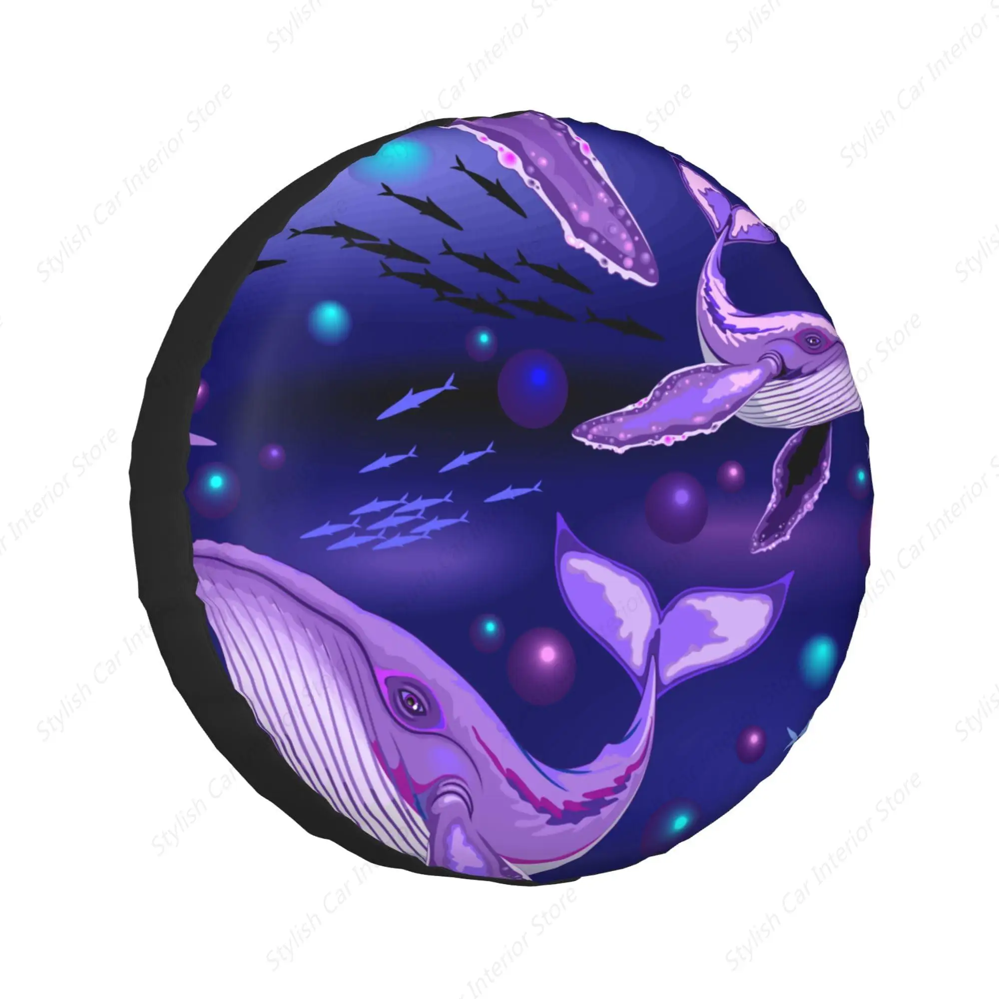 Purple Humpback Whale Spare Tire Cover Protectors, Weatherproof Wheel Tire Covers Universal Fit for Trailer Rv SUV Truck Camper