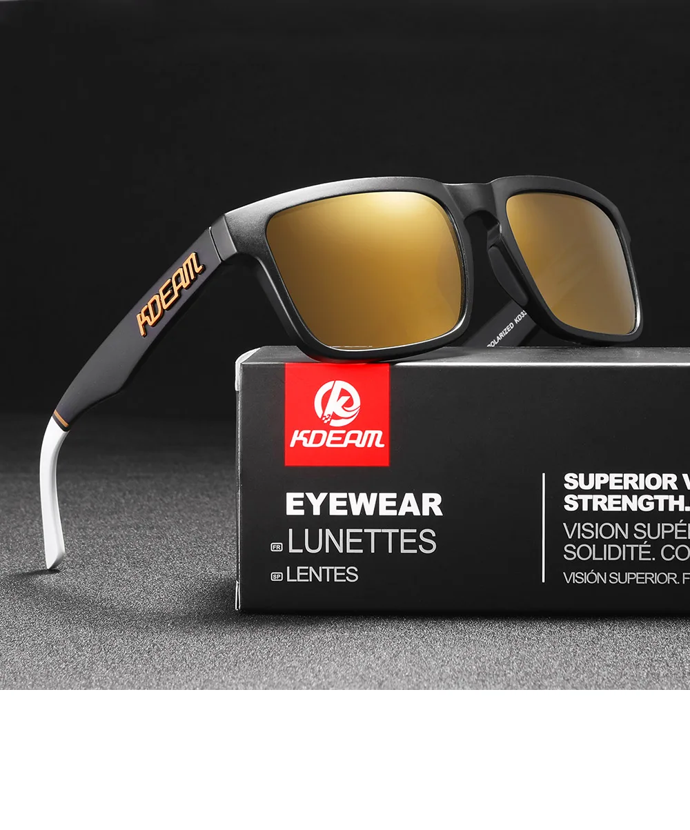 KDEAM Polarisierte Sonnenbrille für Herren, Angeln, Lebensstile, verspiegelte, farbblockierende Sonnenbrille, Damen-Legende, quadratische Sonnenbrille mit Box – Detail 19