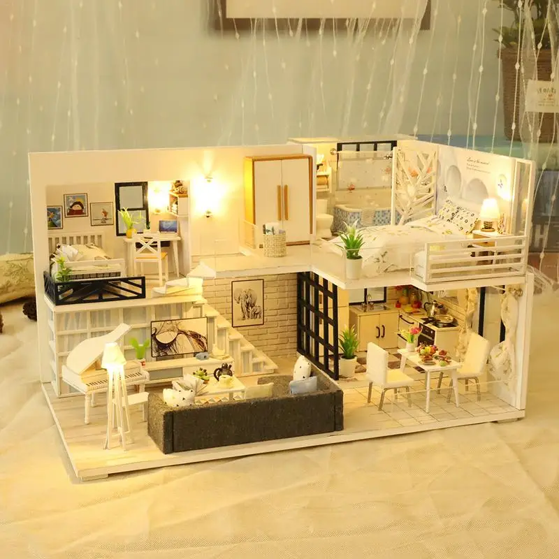 

DIY Miniature House Kit Creative 3D Dollhouse Kit Handmade Dollhouse Model DIY Crafts Creative Room For Christmas Gift Idea Part