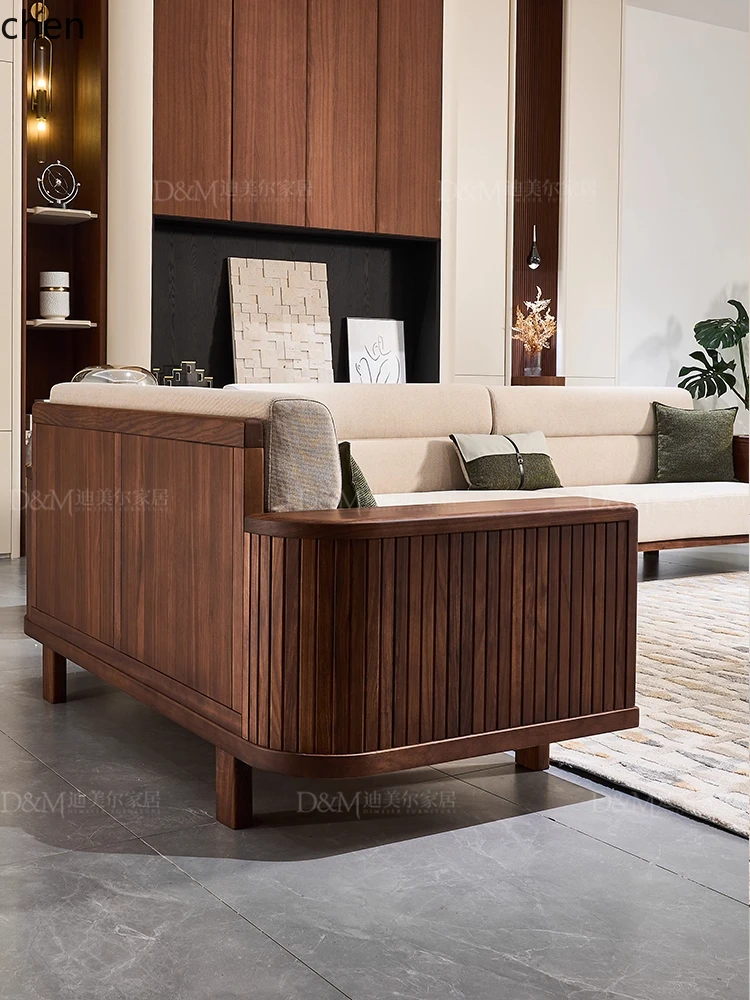 ebony solid wood sofa living room furniture sofa combination set