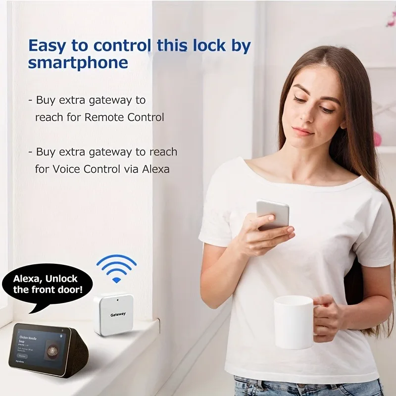 CIEPOJIT Smart Vingerafdruk Nachtschoot Smart deurslot Elektrisch slot met klink Auto Lock Key/Wachtwoord/TTLOCK APP