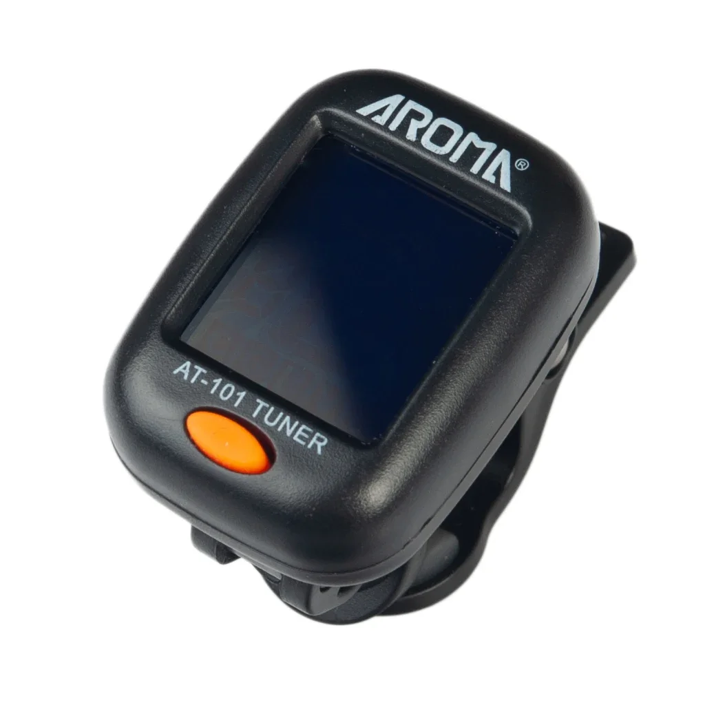 AROMA AT-101 Portable Mini Clip-on Digital Tuner Guitarra Tuner With Foldable Rotating Clip High Sensitivity Guitar Accessories