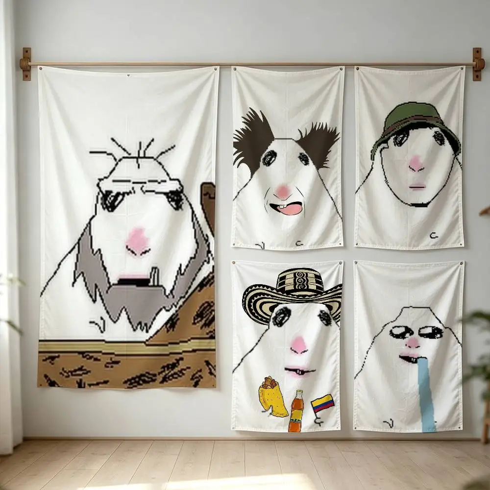 FUNNY H-Hamster Caveman Flag Digital Printing Banner for Garage Wall Out Door Decoration