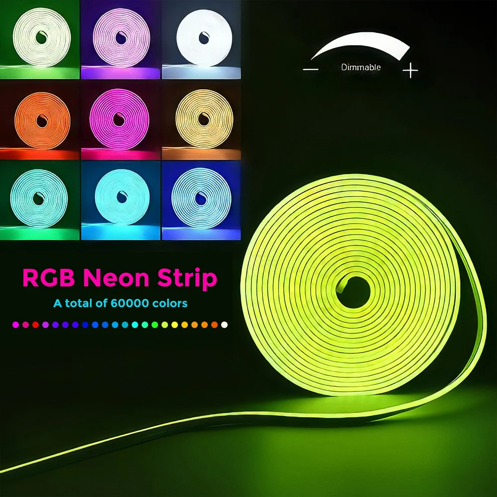 Imagem -02 - Rgb Smart Wifi Neon Led Strip Light Compatível com Alexa Music Sync Fita Faça Você Mesmo Controlada por App 12v 108leds por m 5m 10m