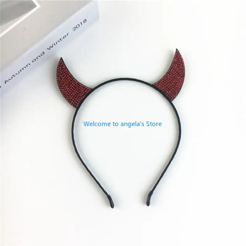 X4YC Halloween Party Hair Hoop Shining Devil Horns Headband Halloween Headwear