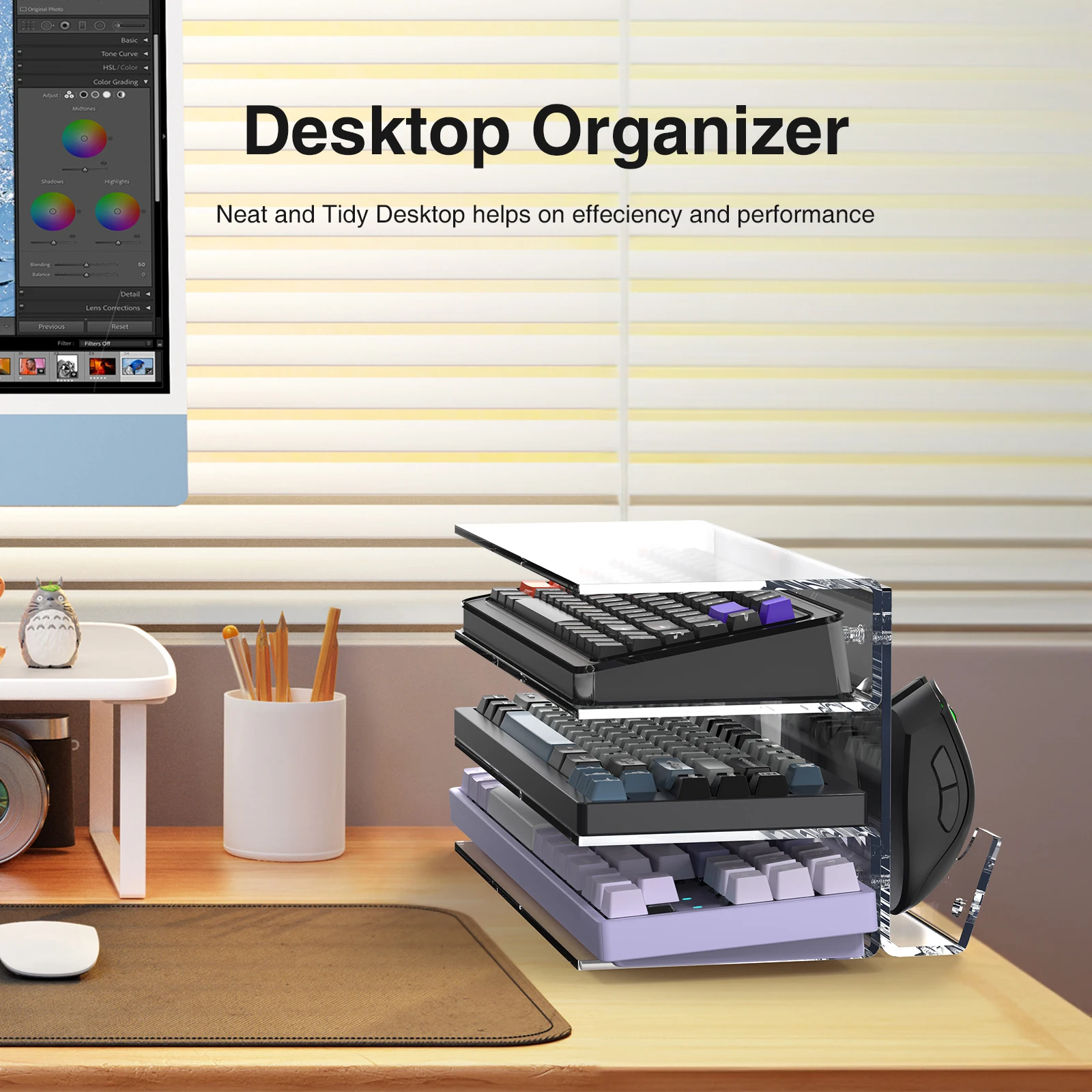 

Acrylic Keyboard Plate Display Stand 3 Tiers Mechanical Keyboard Storage Ergonomic Transparent Holder for Mouse Storage Rack