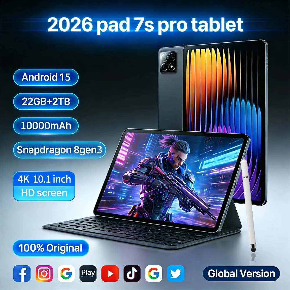 2026 Original Global Version New Sale Pad 7S Pro 10.1 inch Tablet HD 4K Android 15 16GB+1T 10000mAh 5G Dual SIM WiFi GPS Tab Hot