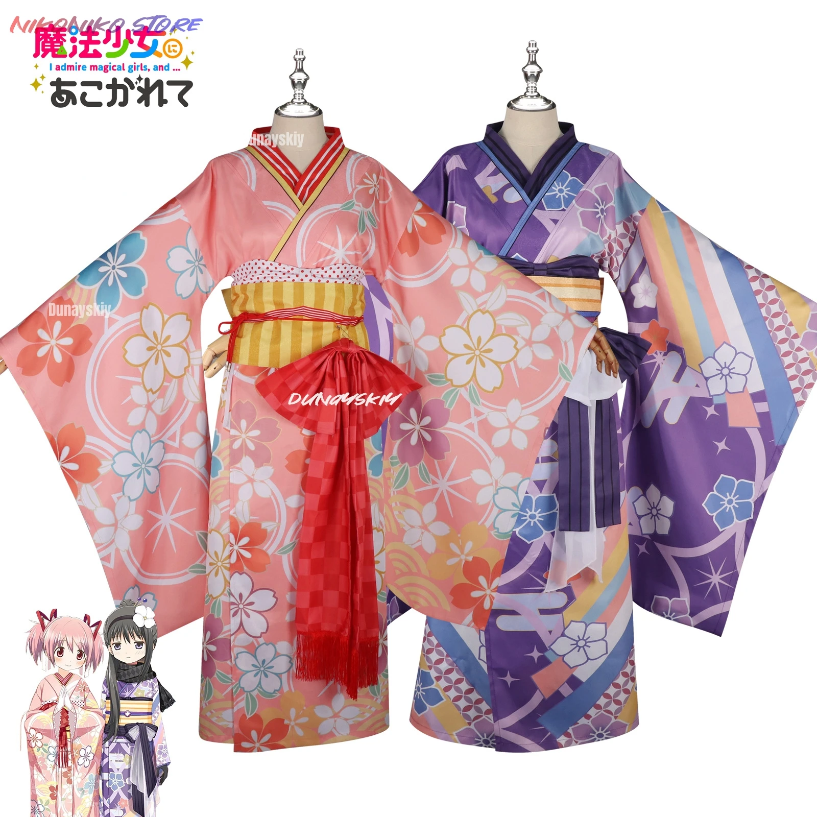 أزياء Puella Magi Madoka Magica Kaname Madoka Akemi Homura كوسبفريه زي كيمونو زي حفلات الهالوين كرنفال للنساء