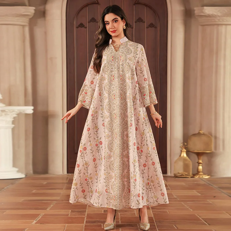 Hot Stamping Fashionable Muslim Women's Long Robe Wedding Party Dignified And Fully Covered Long Skirt