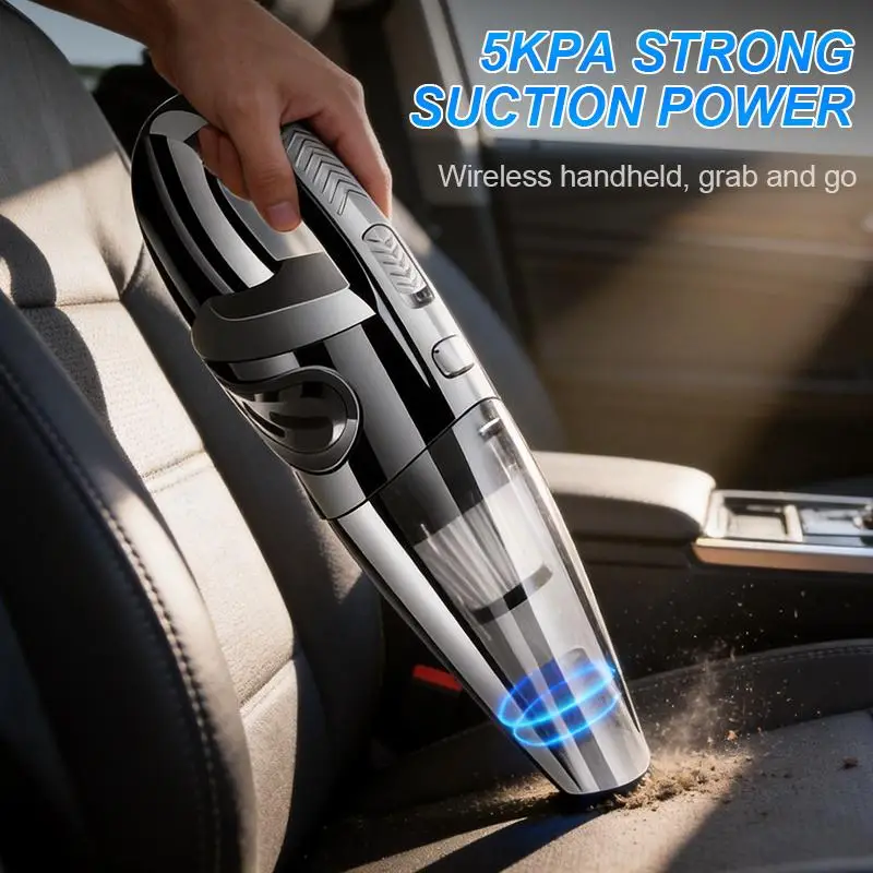 Portable Mini Cordless Vacuum Cleaner Handheld Wireless Car Vacuum Strong Suction Rechargeable Auto Interior Accessories Cleaning Tool for Home Pet Hair Dust Crumbs with Multiple Attachments