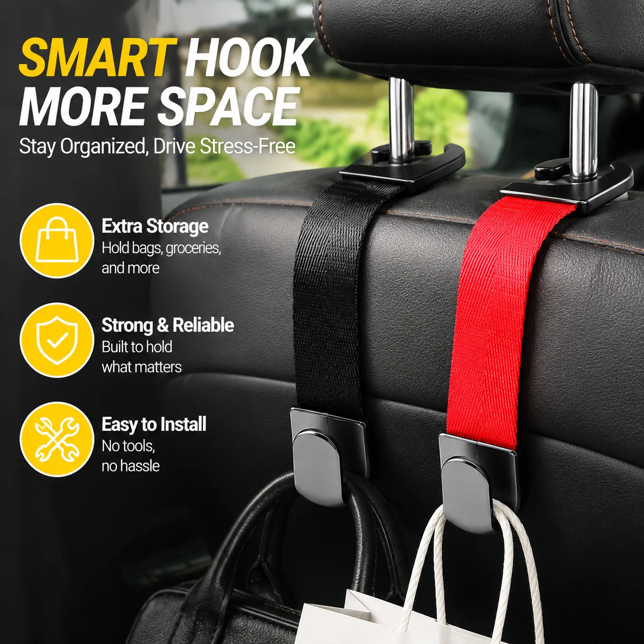 Car Hidden Seat Back Hook, Multi-Function Mini Car Organizer Hook for Interior Accessories