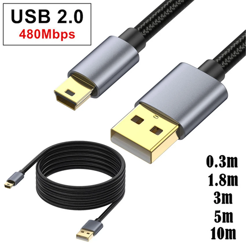 10m 5m 3m 1,8 m 0,3 m Mini Cable USB USB a USB Cable de cargador de datos rápido para reproductor MP3 MP4 coche DVR GPS cámara Digital HDD