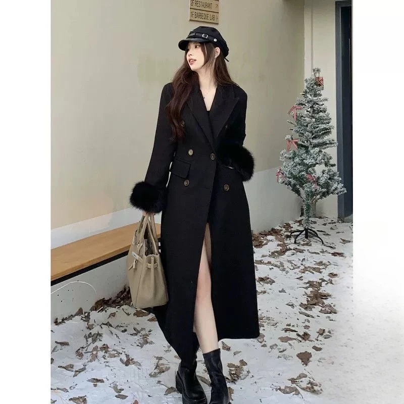 Elegant Double-Row Button Loose Outerwear Autumn Winter New High-End Sensation Ladylike Style Quality Material Short Coat