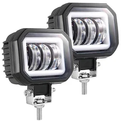 Motorcycle LED square 3 lights 20W work light auxiliary light circular modification headlight engineering spotlight