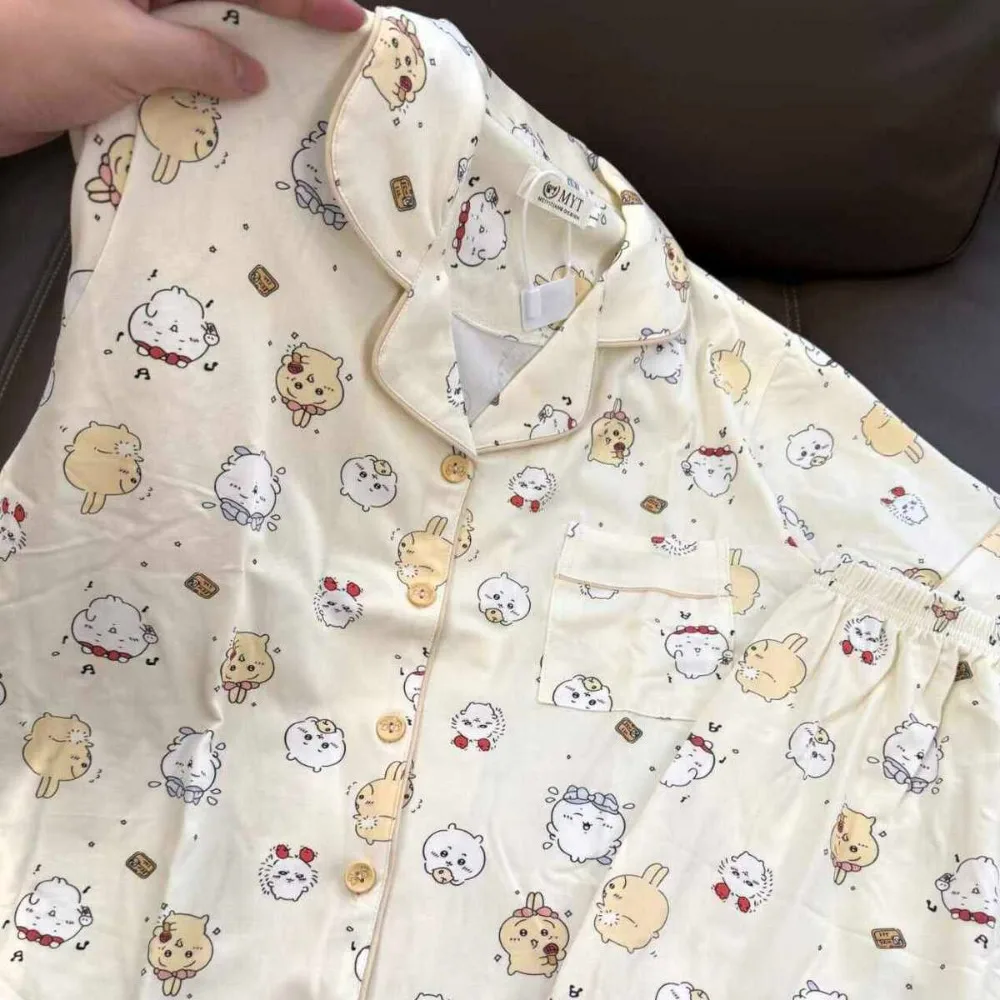 2026 Summer Women ChiiKawa Rabbit Pajamas Cotton Loose Short Sleeve Shorts Two Piece Homewear Soft Breathable Loungewear Gift view 2