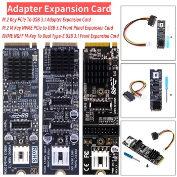 Adaptador de Tarjetas de Expansión Frontales M.2 M Key NVME PCIe a USB 3.2 /NVME NGFF M-Key a Doble Tipo-E USB 3.1 /M.2 Key PCIe a USB 3.1 1