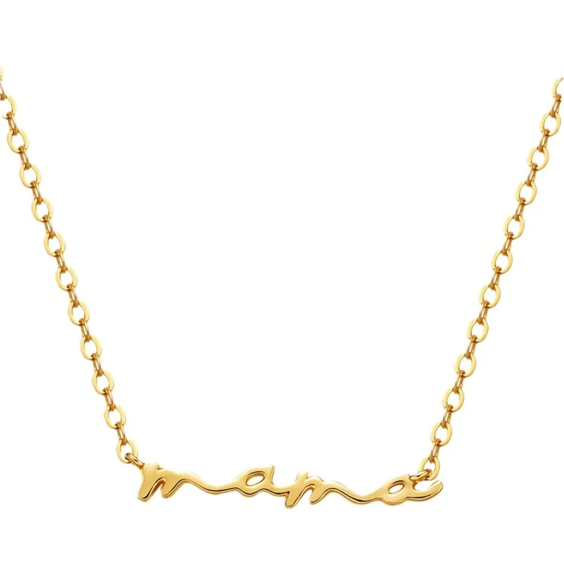 Stainless Steel Mama Letter Necklace Handwritten Script Pendant Gold Necklace Mother's Day Gift for Mom