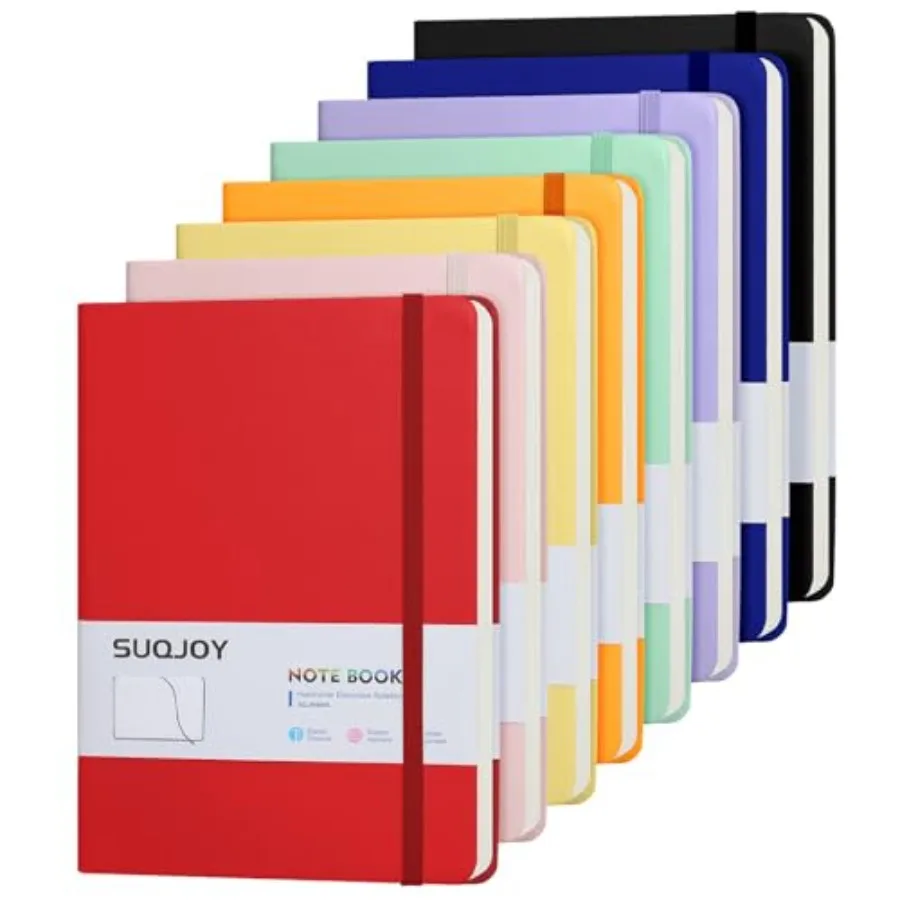 

Lined Journal Notebooks for Writing, 100 GSM Thick Paper, 8 Pack Hardcover Notebooks, A5 College Ruled Notebook, Journaling Not