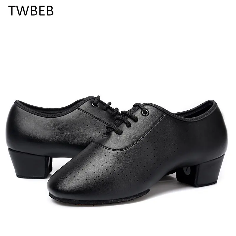 Latin Dance Shoes Unisex Black Low Heels Ballroom Dancing Shoes Boys Tango Salsa Rumba Modern Jazz Woman Shoes Soft Sole