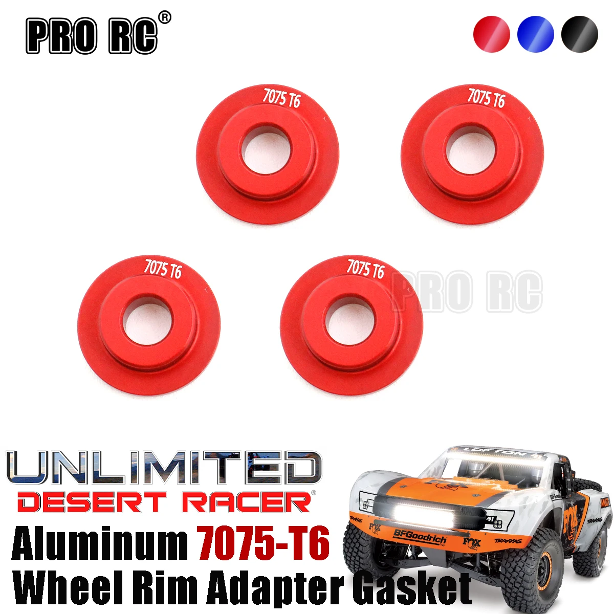 4Pcs Aluminum 7075 Short Course Wheel Rim Adapter Gasket Fit Traxxas 1/7 UDR Unlimited Desert Racer RC Car Upgrade Parts