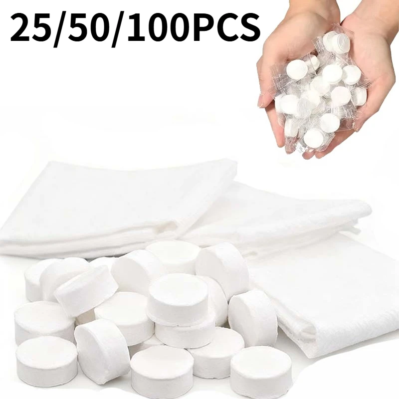 25/50/100PCS Compressed Towel Disposable Portable Soft Individually Packaged Suitable Outdoor Use Travel Hotels Compressed Towel