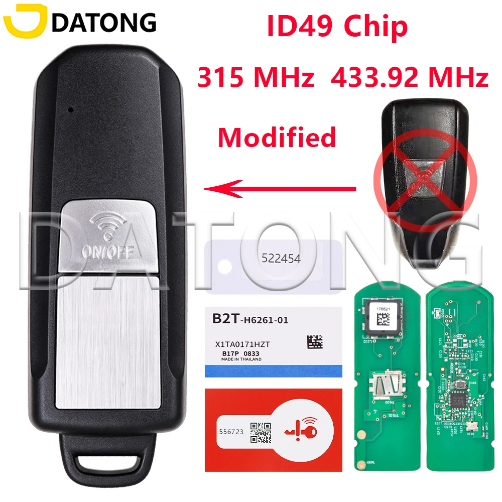 Datong 315 MHz ID49 Chip 433 MHz Smart Proximity Motorcycle Remote Key For YAMAHA T-Max 530 560 TMAX530 TMAX560 2016-2023