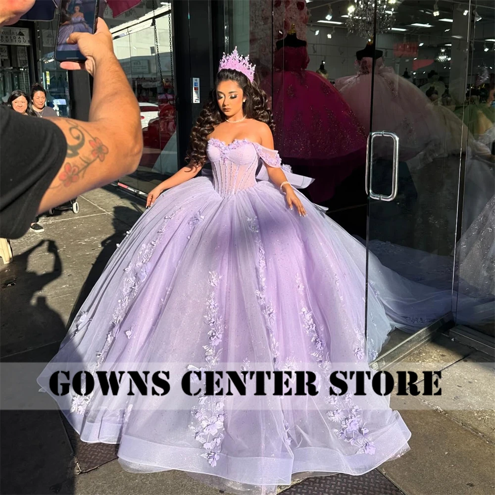 ชุดเดรสงาน Quinceanera สีม่วงอ่อน อายุ 15 ปี ประดับลูกปัดคริสตัล สไตล์เม็กซิกัน ทรงบอลกาวน์ ชายกระโปรงจับจีบยาว ปี 2026 ชุดเดรสวันเกิดสุดหรู สามารถสั่งตัดได้