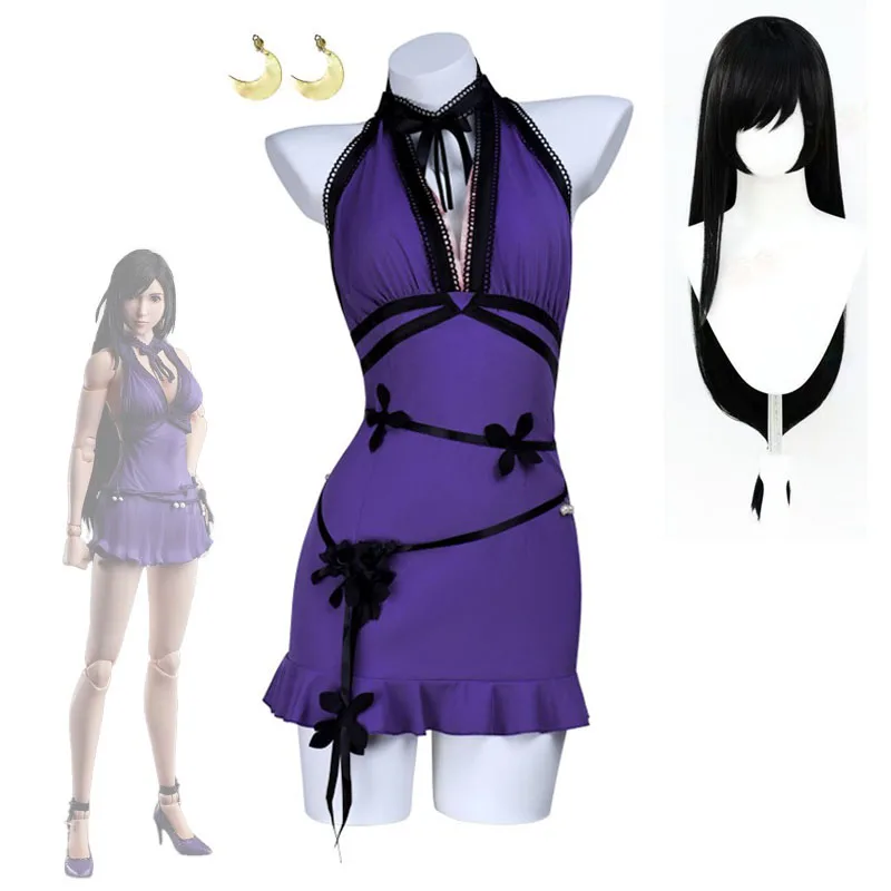 costume-de-cosplay-et-perruques-ff7-tifa-lockhart-couvre-chef-finalfantasy7-renaissance-tifa-robe-de-cosplay-d'halloween-pour-femmes
