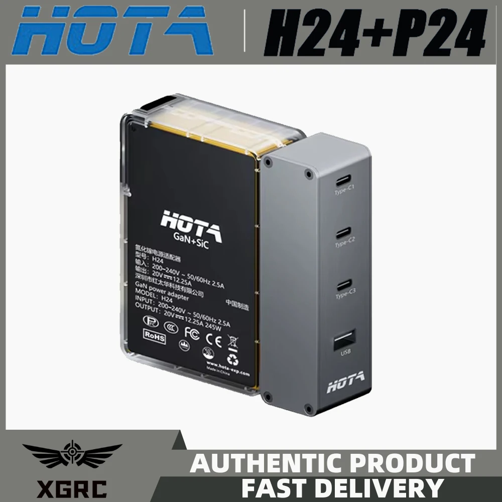 HOTA H24 245W GaN Gallium Nitride AC Adapter P24 PD 248W USB Type-C Charger w/ 3-6S XT60 Input