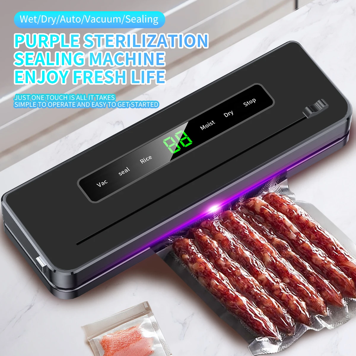 Electric Vacuum Sealer Dry/Wet Food Sealed Packaging Machine Packaging Machine Kitchen Home Food Storage Seal Smart Touch Key