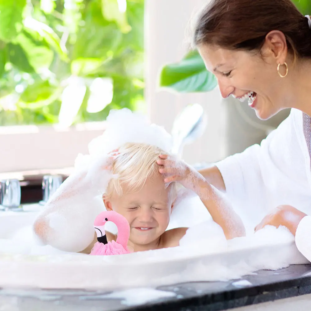 

2Pcs Flamingo Shower Ball Body Exfoliating Bath Scrubber Mesh Structure Shower Skin Cleaning Tool Flamingo Bath Balls