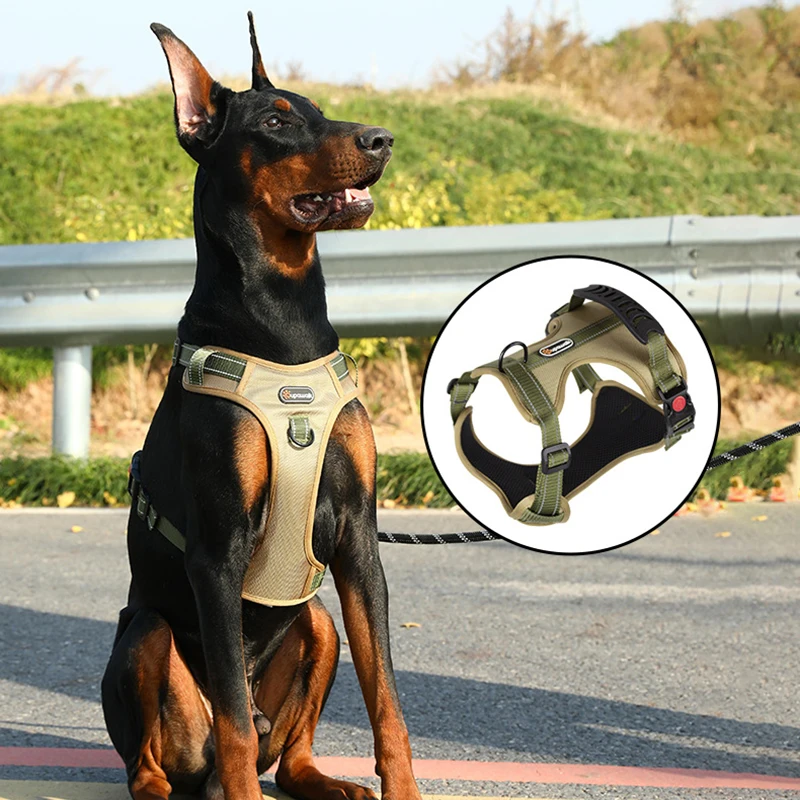 

Pet Dog Harness for Medium Large Dogs Adjustable Reflective Vest Harnesses for Small DogsFront Clip Harness Easy Control Handle