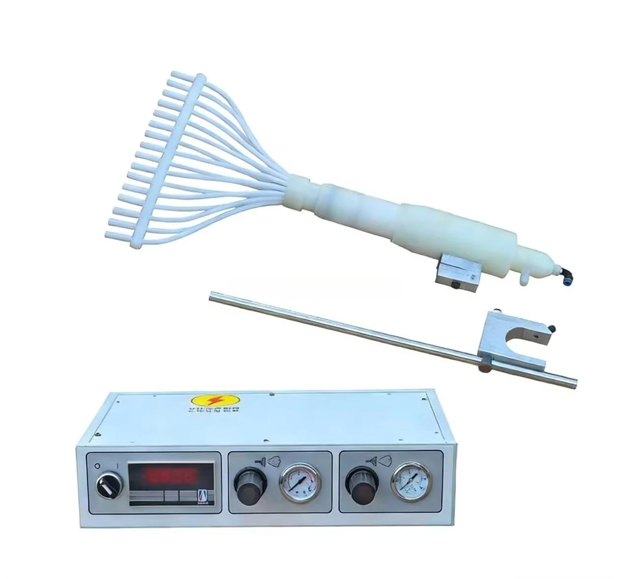 High Efficiency Electrostatic Powder Coating Gun, Motorized for Steel and Non-conductive Surfaces, Friction Spray System